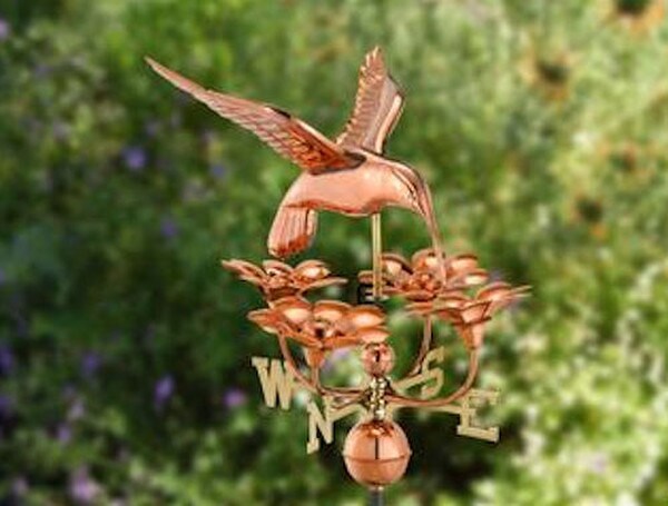 Nectar Decorative Hummingbird Flowers Weathervane birds copper